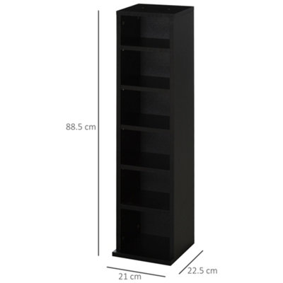 HOMCOM Set of 2 CD Media Display Shelf Unit Tower Rack Adjustable, Black