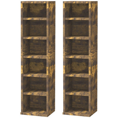 HOMCOM Set of 2 CD Media Display Shelf Unit Tower Rack Adjustable 