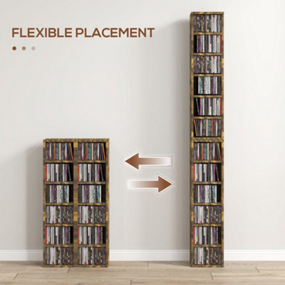 HOMCOM Set of 2 CD Media Display Shelf Unit Tower Rack Adjustable 