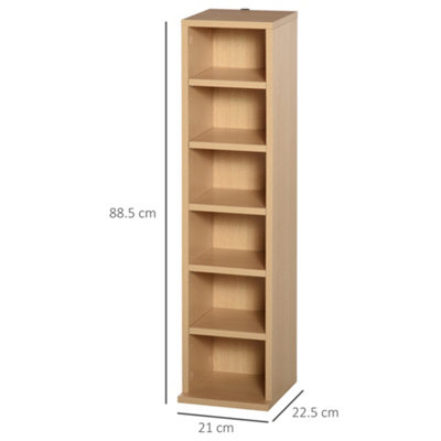 HOMCOM Set of 2 CD Media Display Shelf Unit Tower Rack Adjustable, Wood Colour