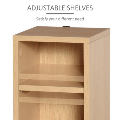 HOMCOM Set of 2 CD Media Display Shelf Unit Tower Rack Adjustable, Wood Colour