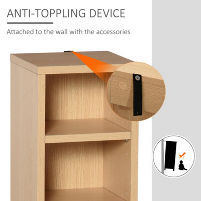 HOMCOM Set of 2 CD Media Display Shelf Unit Tower Rack Adjustable, Wood Colour