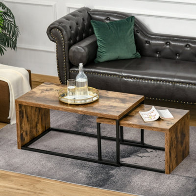 HOMCOM Set of 2 Coffee Tables, Side Table, Tea Table for Living Room ...