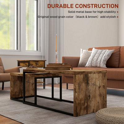 HOMCOM Set of 2 Coffee Tables, Side Table, Tea Table for Living Room ...