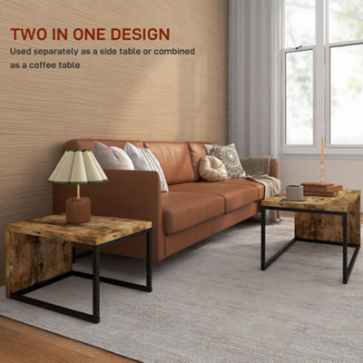 HOMCOM Set of 2 Coffee Tables, Side Table, Tea Table for Living Room ...