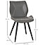 HOMCOM Set of 2 Contrast Stitched PU Leather Racing-Style Chairs Accent Grey