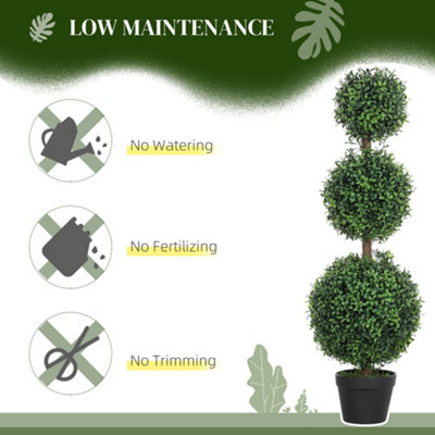 HOMCOM Set of 2 Decorative Artificial Plants Boxwood Trees in Pot, Green
