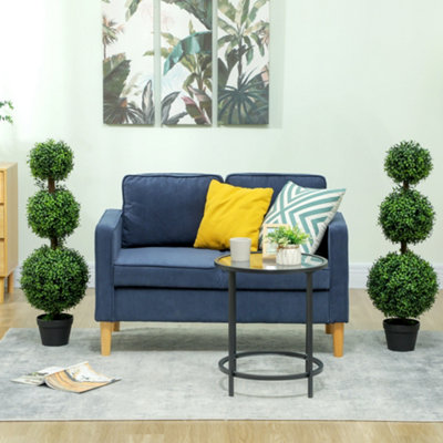 HOMCOM Set of 2 Decorative Artificial Plants Boxwood Trees in Pot, Green