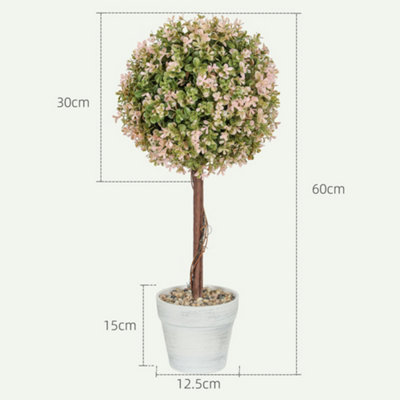 HOMCOM Set of 2 Decorative Artificial Plants, Cream White