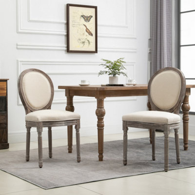 HOMCOM Set of 2 Elegant French Style Dining Chairs w Wood Frame