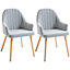HOMCOM Set Of 2 Elegant Tub Velvet-Feel Dining Chairs w/ Wood Legs Metal Frame