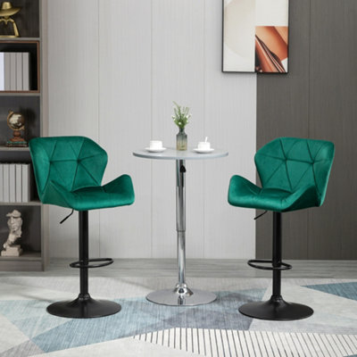 HOMCOM Set Of 2 Luxurious Velvet-Touch Bar Stools Metal Frame 