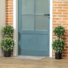 HOMCOM Set of 2 Potted Artificial Plants with Lavender Flowers, White