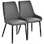 HOMCOM Set Of 2 Quilted PU Leather Dining Chairs w/ Metal Frame 4 Legs Grey