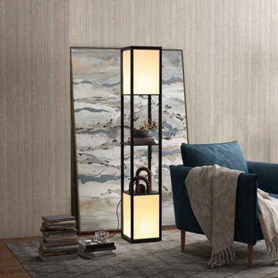 Shelf Floor Lamp with Dual Light, for Living Room, Bedroom