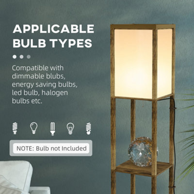 HOMCOM Shelf Floor Lamp with Dual Light for Living Room Bedroom