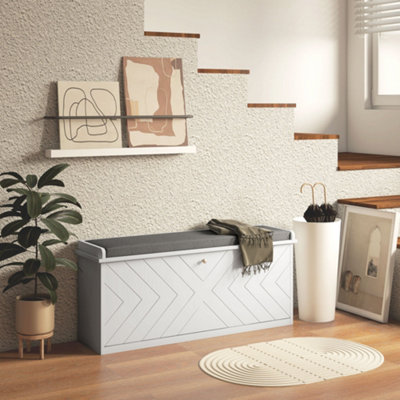 HOMCOM Shoe Bench with Flip Drawer, Cushion, 10 Pairs for Entryway