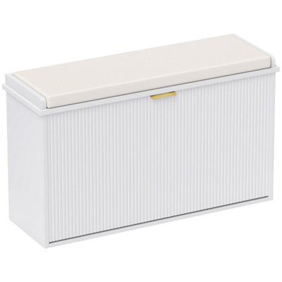 HOMCOM Shoe Storage Bench with Cushion and Flip-Drawer 80x26x47.5cm White