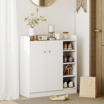 HOMCOM Shoe Storage Cabinet Footwear Rack Stand w/Adjustable