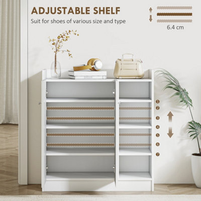 HOMCOM Shoe Storage Cabinet Footwear Rack Stand w/Adjustable