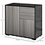 HOMCOM Side Cabinet with 2 Door and 2 Drawer for Home Office Grey Black 74H x 79W x 36Dcm