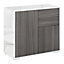 HOMCOM Side Cabinet with 2 Door and 2 Drawer for Home Office Grey