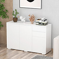 HOMCOM Side Cabinet with 2 Door and 2 Drawer for Home Office White 74H x 117W x 36Dcm