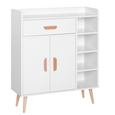 HOMCOM Side Cabinet with Storage Drawer for Hallway, Kitchen White