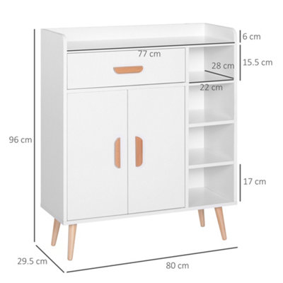 HOMCOM Side Cabinet with Storage Drawer for Hallway, Kitchen White