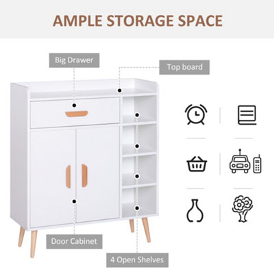 HOMCOM Side Cabinet with Storage Drawer for Hallway, Kitchen White