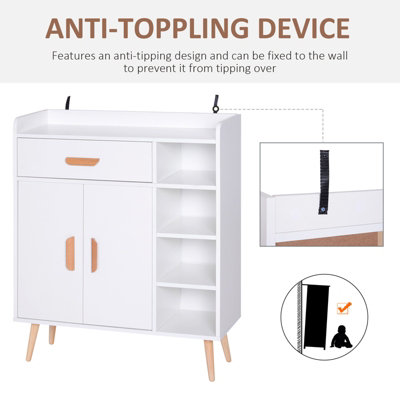 HOMCOM Side Cabinet with Storage Drawer for Hallway, Kitchen White