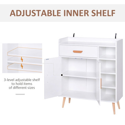 HOMCOM Side Cabinet with Storage Drawer for Hallway, Kitchen White