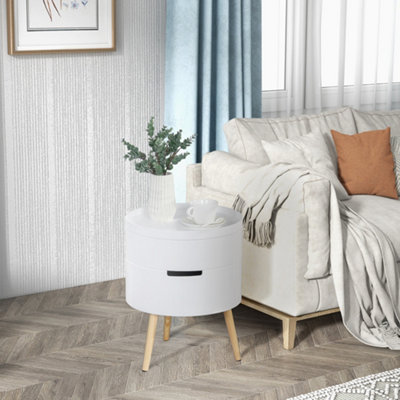 HOMCOM Side Coffee Table End Desk Night Stand Storage w/ Detachable Tray, White