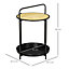 HOMCOM Side Table End Table with Serving Tray and Plastic Rattan Shelf, Black