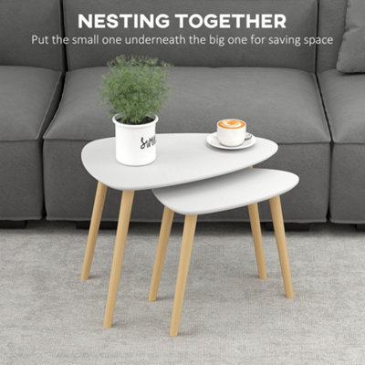 HOMCOM Side Table Set of 2, Modern End Coffee Bedside Tables Grey Natural
