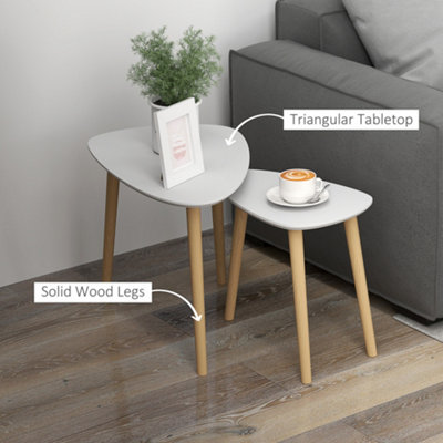 HOMCOM Side Table Set of 2, Modern End Coffee Bedside Tables Grey Natural