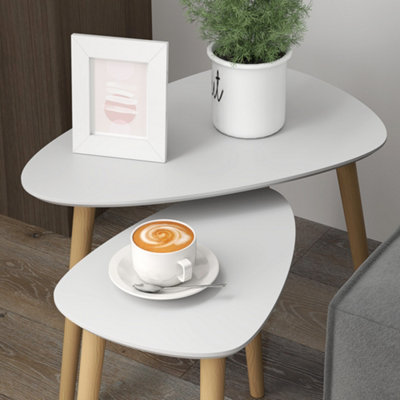 HOMCOM Side Table Set of 2, Modern End Coffee Bedside Tables Grey Natural