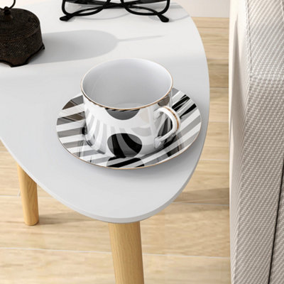 HOMCOM Side Table Set of 2, Modern End Coffee Bedside Tables Grey Natural