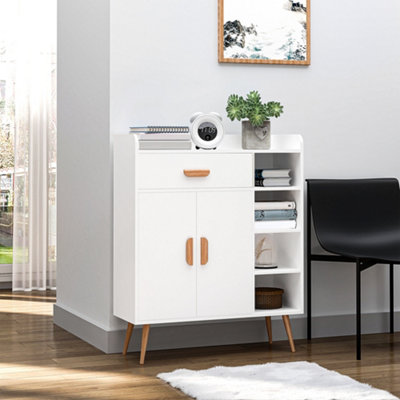 HOMCOM Sideboard, Side Cabinet, Floor Cupboard with Storage Drawer for Hallway, Kitchen White