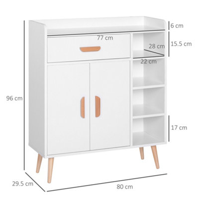 HOMCOM Sideboard, Side Cabinet, Floor Cupboard with Storage Drawer for Hallway, Kitchen White