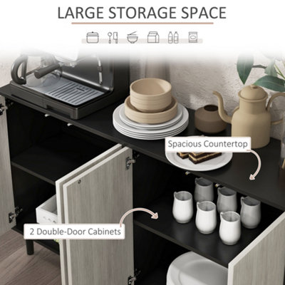 HOMCOM Sideboard Storage Cabinet for Living Room with Adjustable Shelves Black