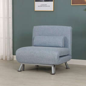 HOMCOM Single Folding 5 Position Convertible Sleeper Chair Sofa Bed Blue