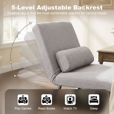 HOMCOM Single Folding 5 Position Convertible Sleeper Chair Sofa Bed ...