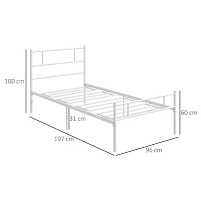 HOMCOM Single Metal Bed Frame w/ Headboard and Footboard, Underbed Storage Space