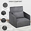 HOMCOM Single Sofa Bed Armchair Soft Floor Sleeper Lounger Futon Couch w/ Pillow and Pocket Grey