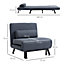 HOMCOM Single Sofa Bed Sleeper Foldable Portable Pillow Lounge Couch Living Room Furniture - Dark Grey
