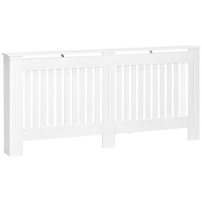 HOMCOM Slatted Radiator Cover Painted Cabinet MDF Lined Grill in White 172L x 19W x 81.5H cm