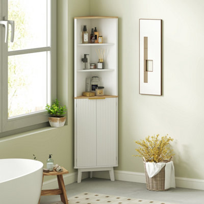 HOMCOM Slim Bathroom Storage Unit, Bathroom Cabinet with Doors, White