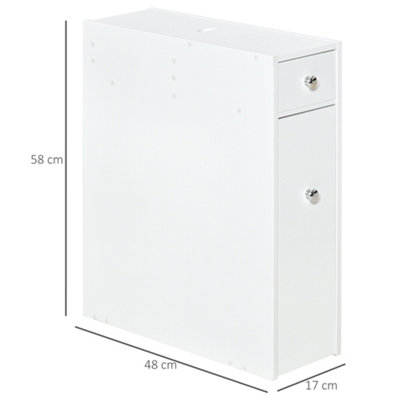 HOMCOM Slim Floor Cabinet Narrow Wooden Storage with Drawers Bathroom White
