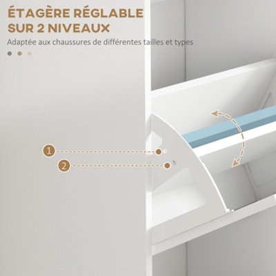 HOMCOM Slim Shoe Storage Cabinet with 3 Flip Drawers for Entryway, White